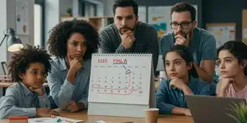 Employees reviewing FMLA 2025 calendar for protected leave