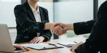 Professional woman negotiating employee benefits in a modern office