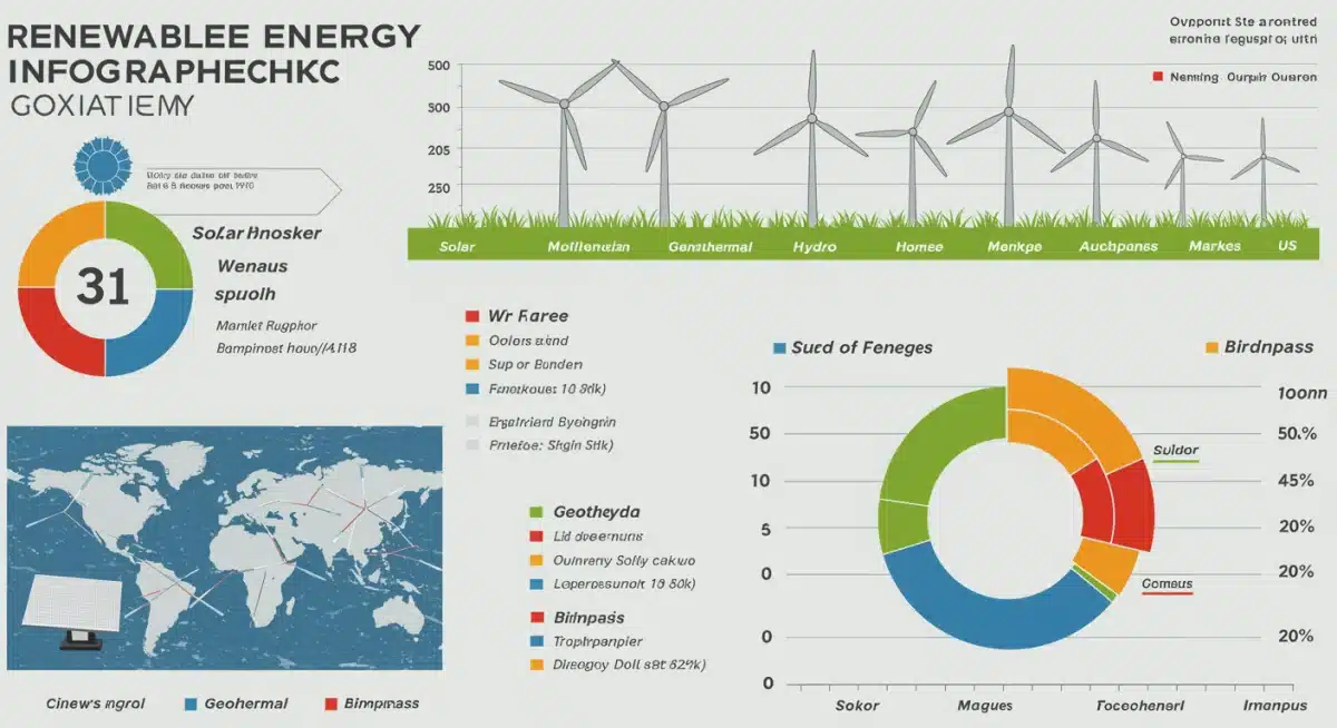 Infographic detailing market share and growth rates of various renewable energy sources