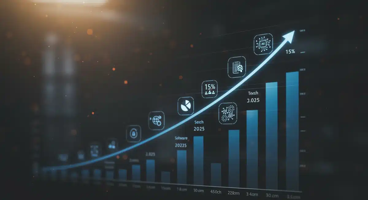 Bar graph illustrating a 15% increase in US tech sector job openings for Q1 2025.