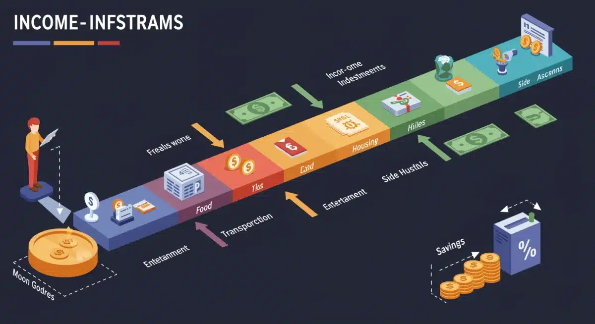 Infographic showing income and expenses for emergency fund budgeting