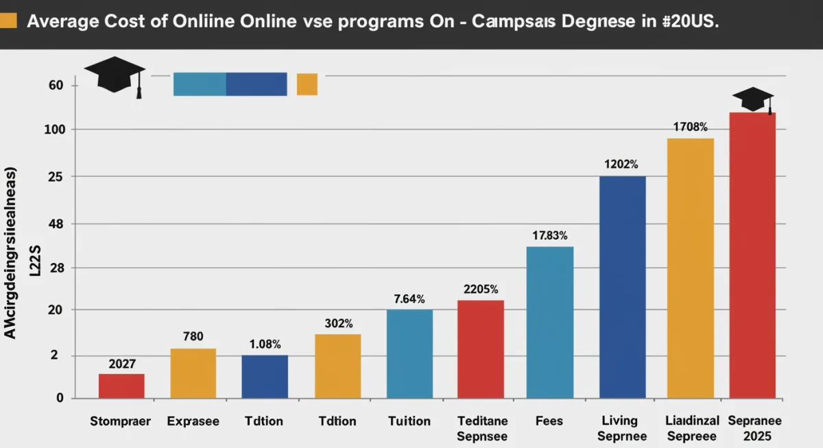 Infographic comparing costs of online and traditional US degrees