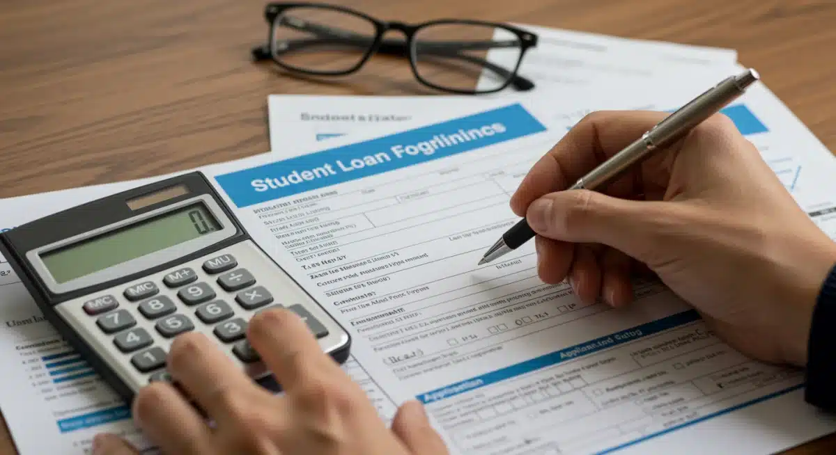 Filling out student loan forgiveness application form