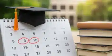 Calendar with circled dates and graduation cap, symbolizing important academic scholarship deadlines for US students.