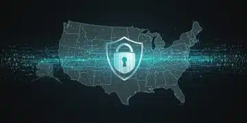 Digital shield protecting data over US map, symbolizing new privacy laws
