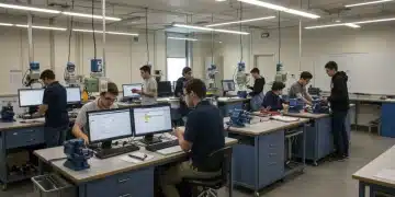 Students learning practical skills in a 2026 vocational training classroom