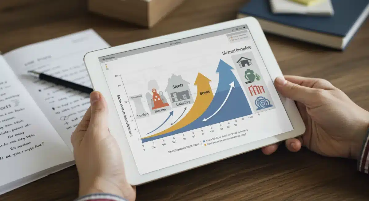 Diversified investment portfolio chart on a tablet, illustrating strategies against inflation