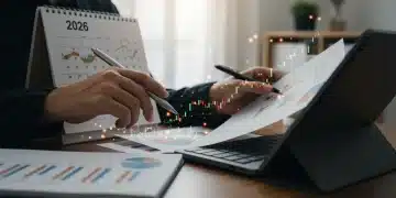 Person planning finances for 2026, reviewing charts on tablet