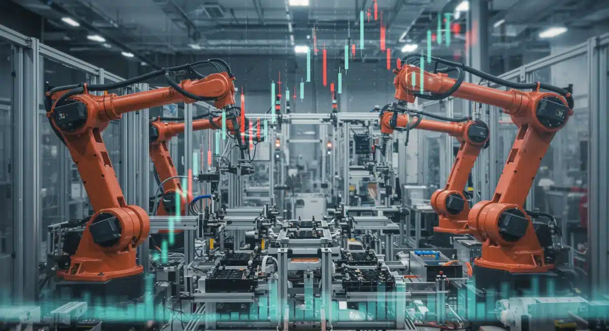 Robotic assembly in a modern tech manufacturing facility