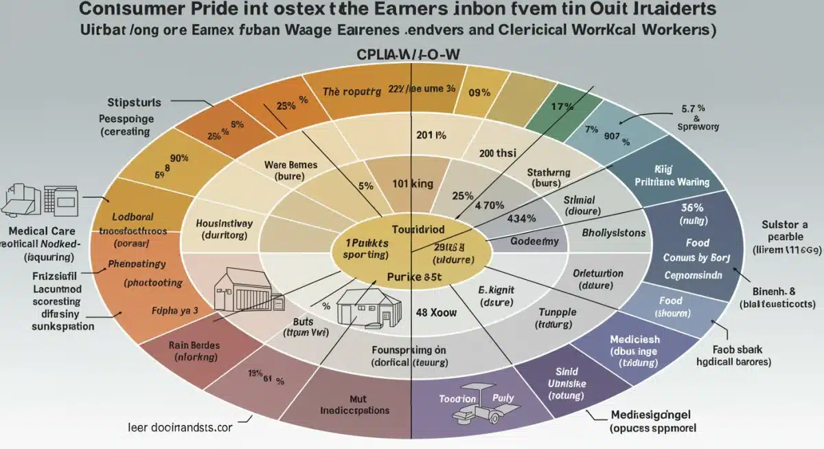 Infographic depicting CPI-W components and their weighting in inflation calculations for Social Security COLA.
