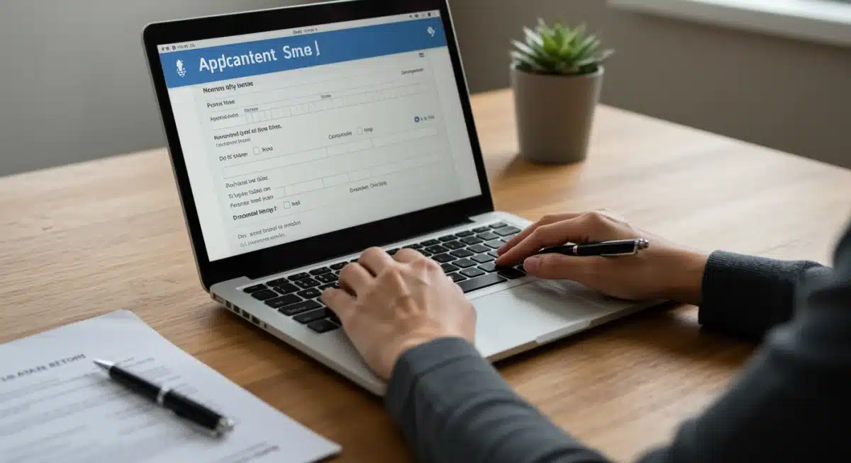 Person completing online SNAP benefit application form on a laptop