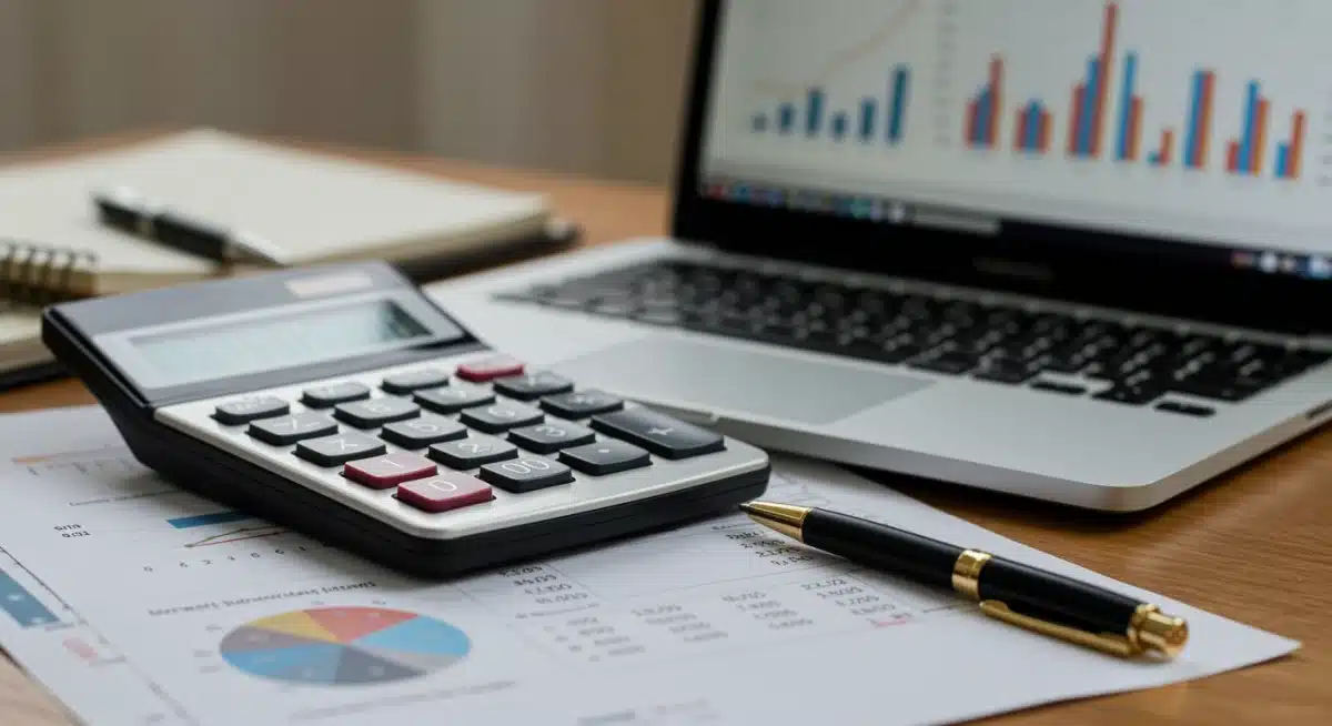 Calculating federal student loan interest rates with a calculator and financial documents