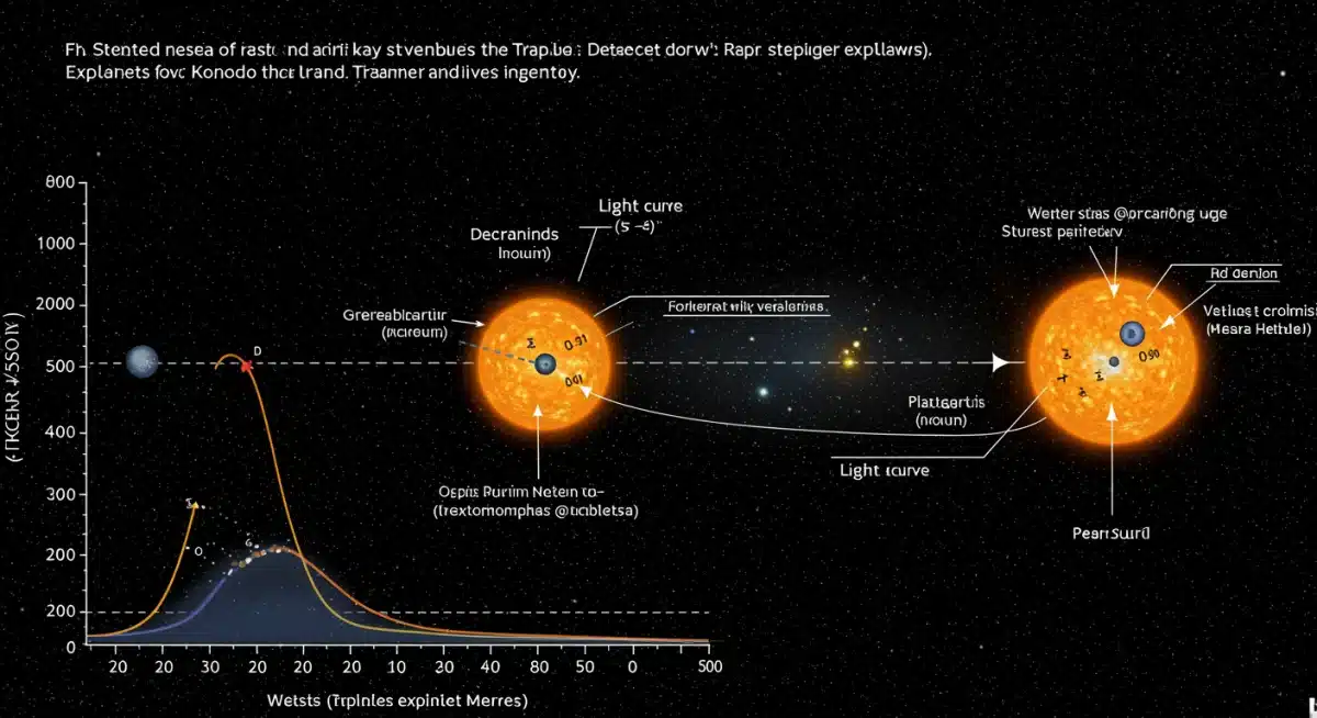 Diagram of the exoplanet transit method showing a star and a transiting planet.
