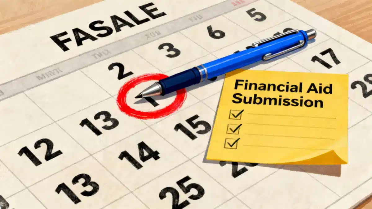 Calendar highlighting FAFSA deadline with a red circle