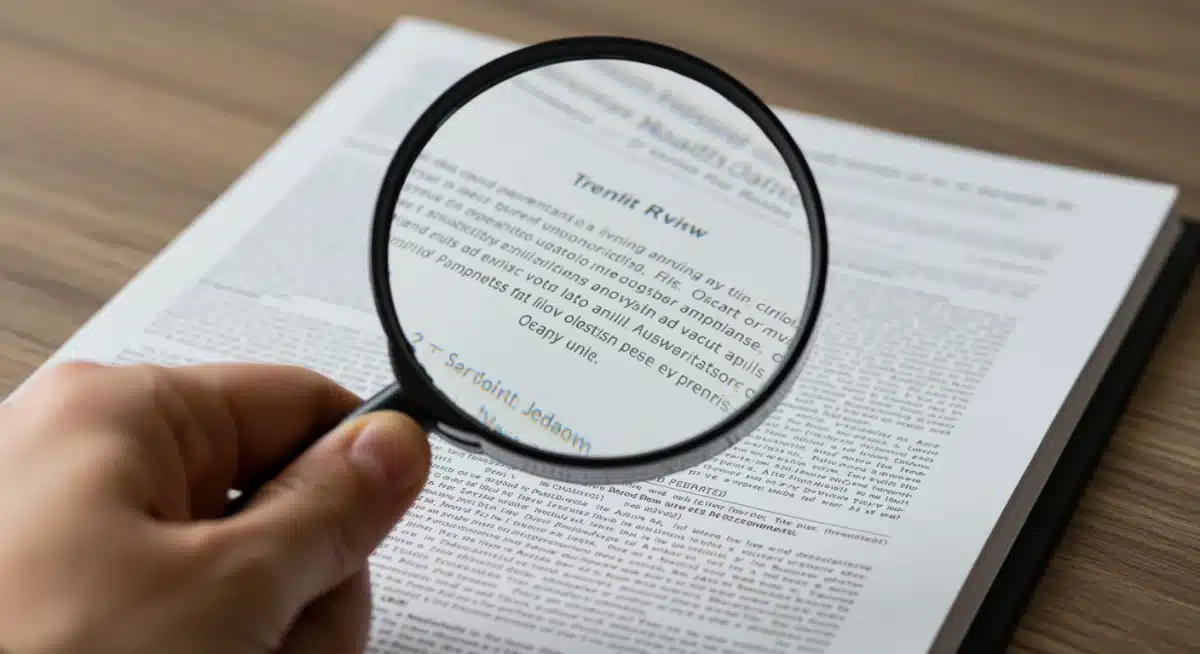 Detailed review of Medicare Advantage plan documents with a magnifying glass