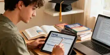 Student diligently completing FAFSA application on a tablet