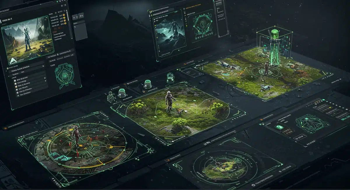 AI-powered procedural generation in a game engine, creating intricate game environments.