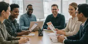 Employees reviewing healthcare benefit options during open enrollment