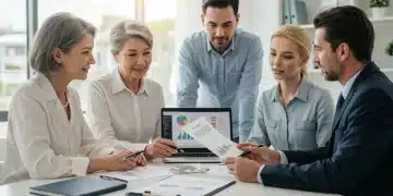Diverse family and financial advisor discussing estate planning documents for 2026.