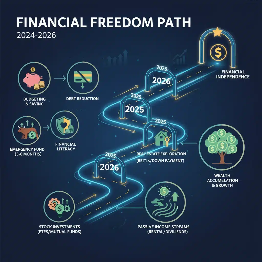 Infographic detailing a 3-year financial roadmap to independence