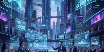 Futuristic city symbolizing gaming industry job growth and innovation