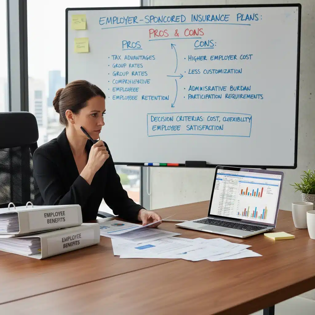 Individual evaluating employer-sponsored life insurance options