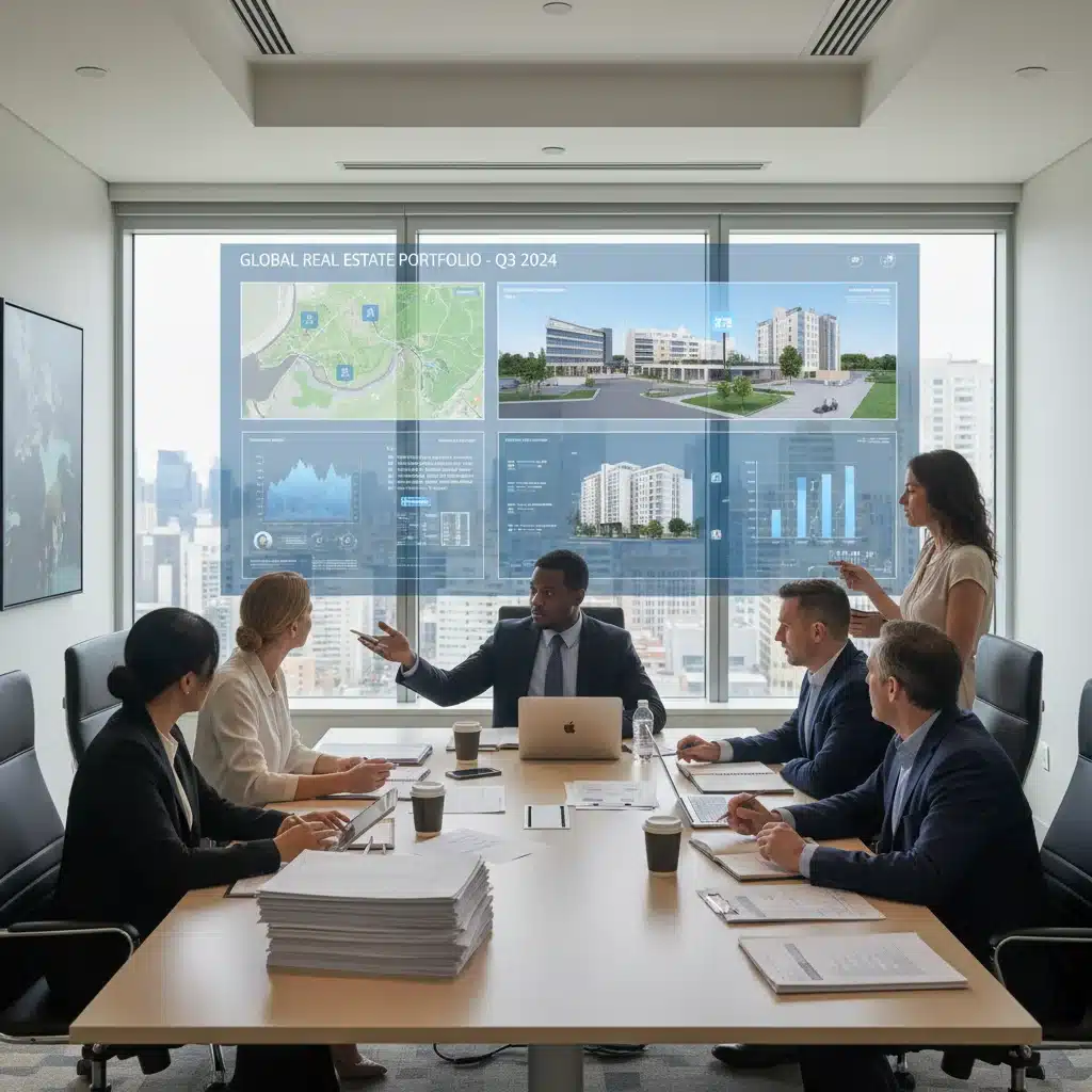 Investors analyzing financial reports for real estate investment opportunities