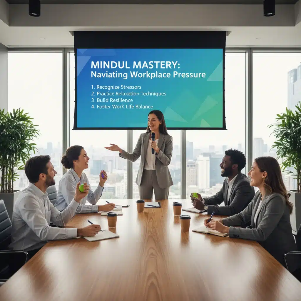 Employees learning stress management techniques in a corporate wellness workshop.