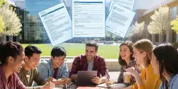 College students studying with FAFSA forms overlay, symbolizing financial aid preparation