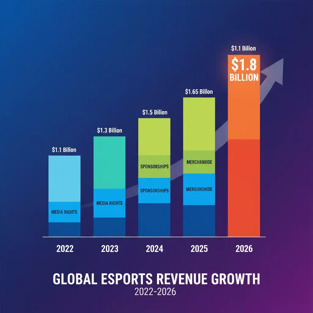 Infographic showing esports revenue growth towards .8 billion by 2026.