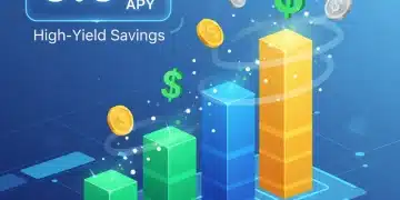 Illustration of financial growth with a bar chart and coins, symbolizing optimized savings accounts and high APY.